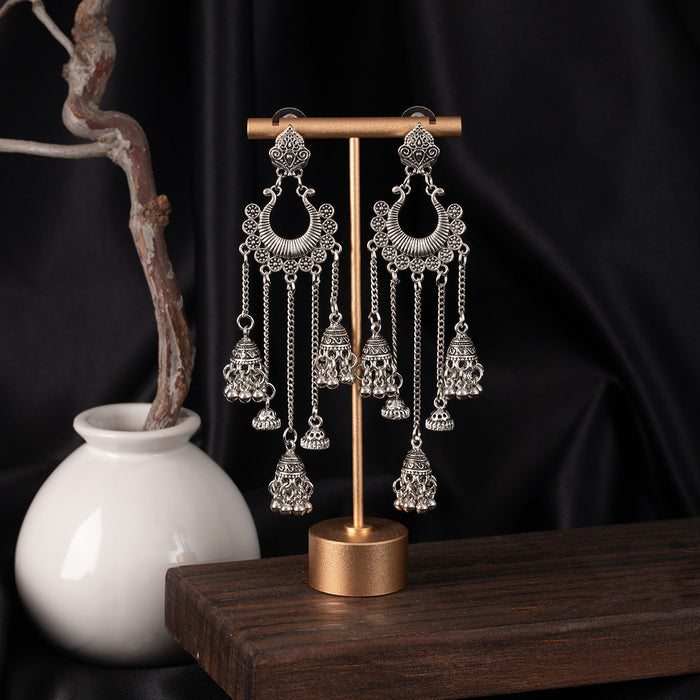 Wholesale Retro Bohemian Long Tassel Drop Earrings Heavy Industry Creative Ethnic Style Diamond-Encrusted High-End Earrings