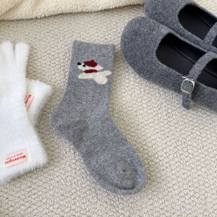 Wholesale Cute socks with contrasting colors, thick and warm socks, looped socks, stacked socks