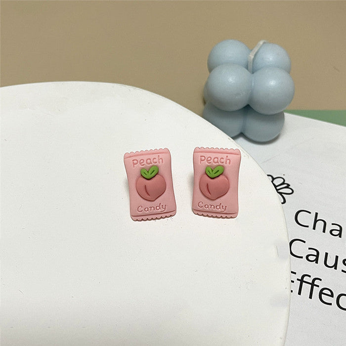 Wholesale Resin Earrings Simple Cartoon Candy Shape (S) JDC-ES-shier006