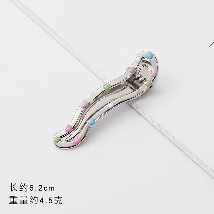 Wholesale Silver Metal Girl Hairpin New Oil Dripping Hair Accessories Cute Side Clip