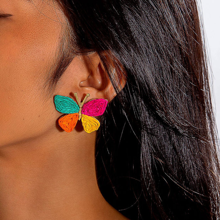 Wholesale Weaving flower earrings for vacation style earrings