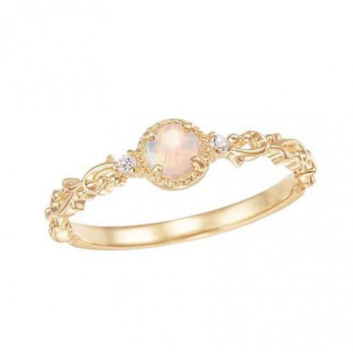 Wholesale Light luxury wind proof ring with rattan plant gold-plated opening