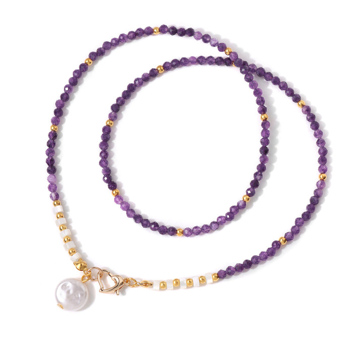 Wholesale 3m man made crystal bead necklace with pearl pendant