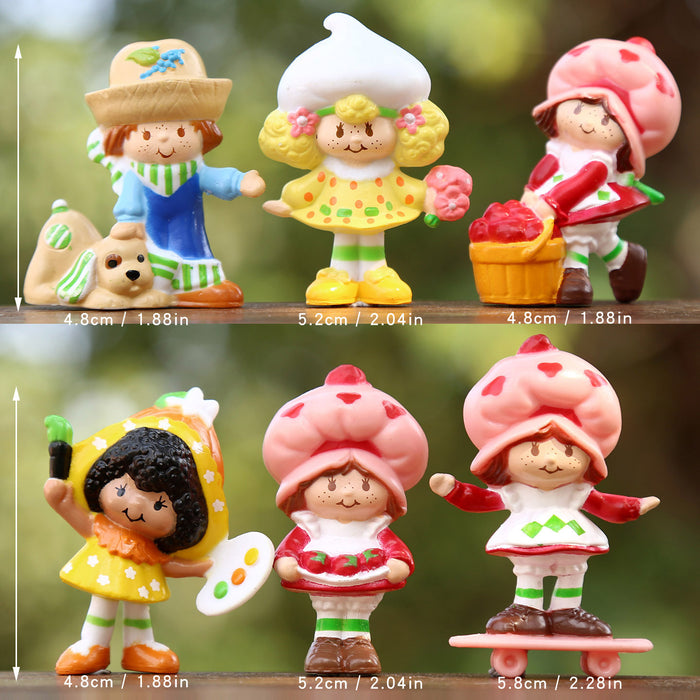 Wholesale 6 pcs Strawberry Girl Miniature Doll Model Ornament