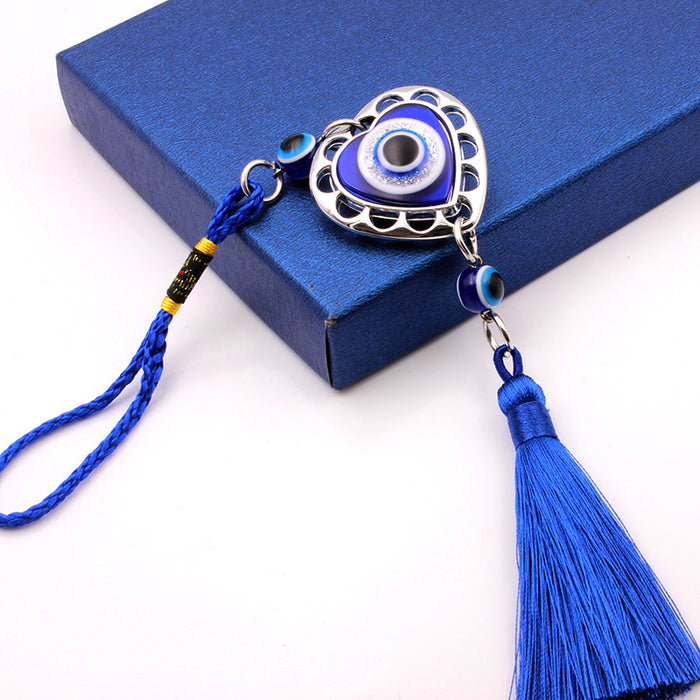 Wholesale Hollow out circular peach heart tassel car ornament, personalized ornament