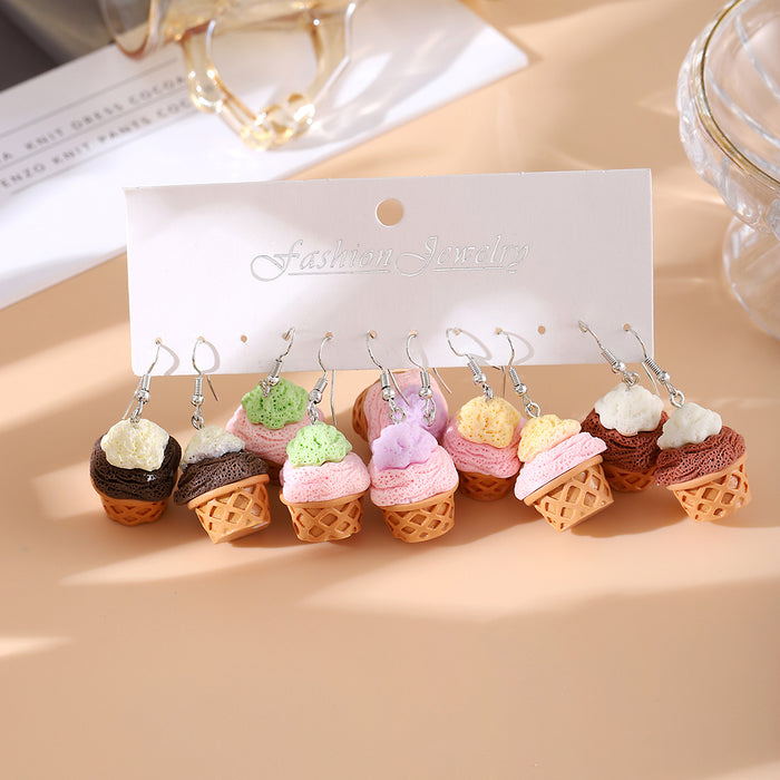 Wholesale Simulated Macaron Cake Earring Set Resin Jewelry Accessory Gift 5 Pairs