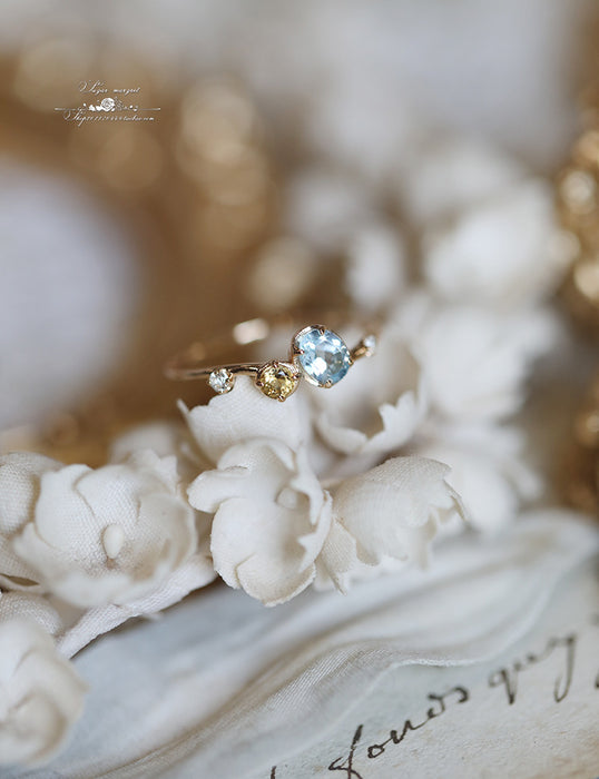 Wholesale Natural Topaz Yellow Crystal Light Luxury Versatile Ring