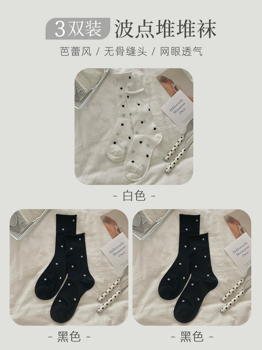 Wholesale Dotted pile socks, thin mesh breathable midsole socks with rolled edges and boneless versatility