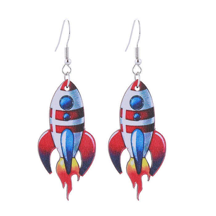 Wholesale Wooden Printed American Independence Day Earrings JDC-ES-ChouTteng013