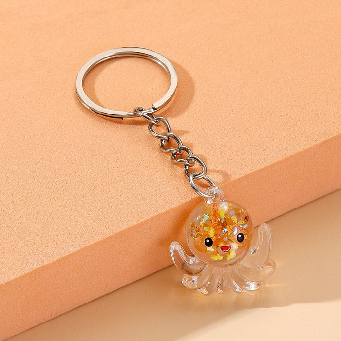 Wholesale Resin Transparent Luminous Octopus Keychain JDC-KC-RongRui035