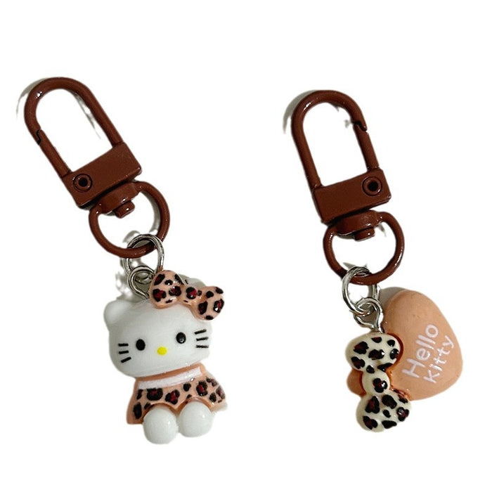 Wholesale Cute leopard print cartoon keychains in brown