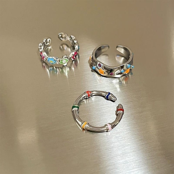 Wholesale Flower opening ring, colorful opening adjustable ring, niche design ring