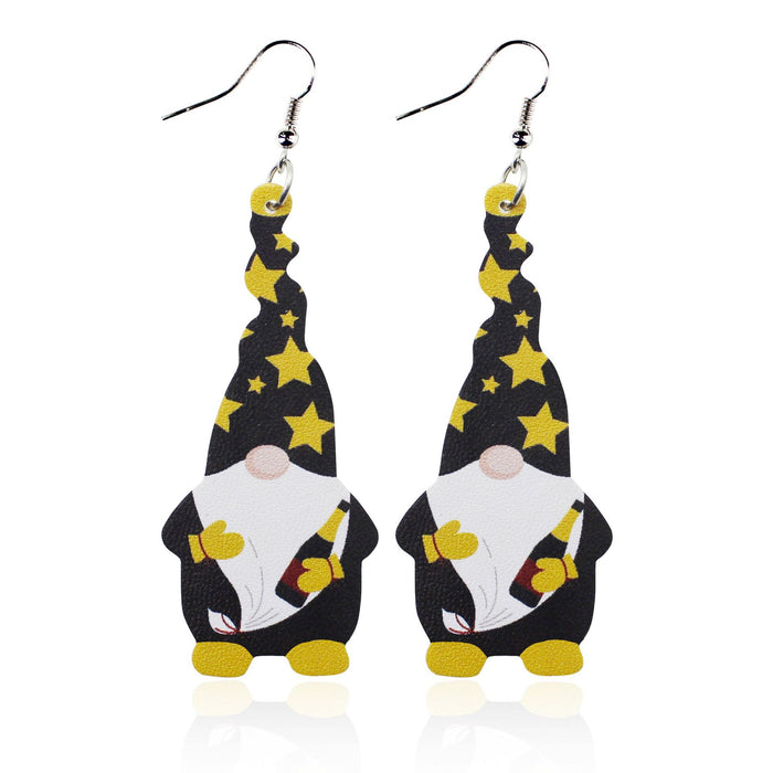 Wholesale Christmas Dwarf Leather Earrings Star Snowflake Holiday Decoration