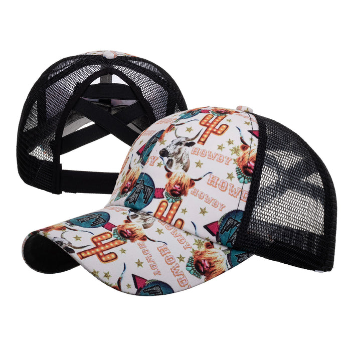 Wholesale Cotton Polyester Cross Ponytail Baseball Hats JDC-FH-ZhongMei001