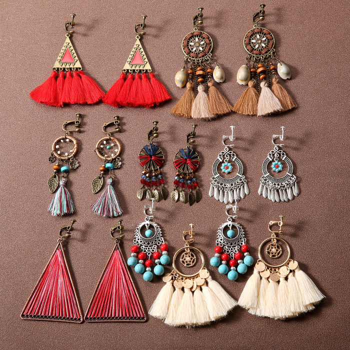 Wholesale Alloy Bohemian Retro Ethnic Style Su Long Earrings JDC-ES-Gumi003