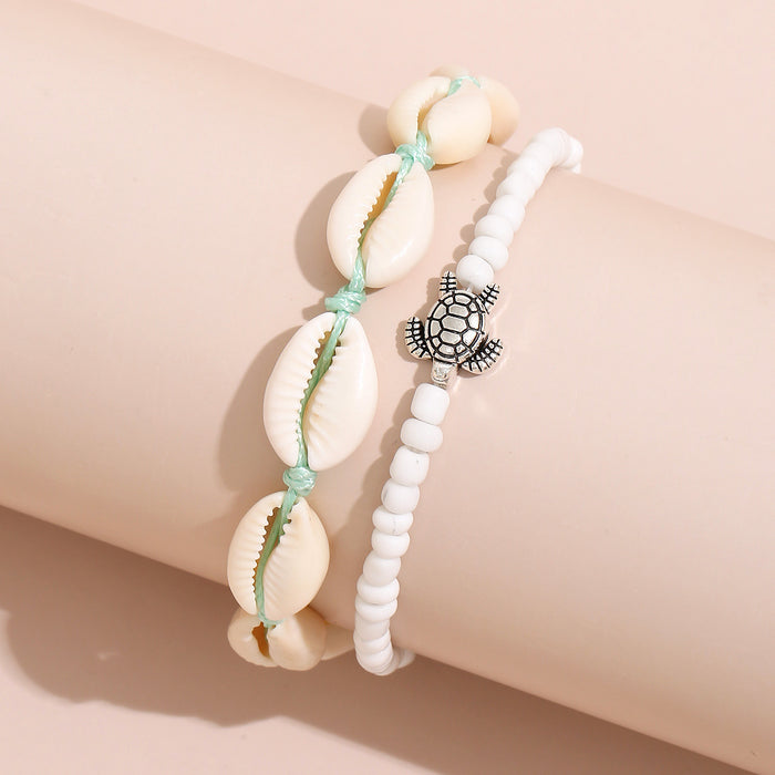 Wholesale Bohemian Shell Woven Anklet Set Fashion Accessory