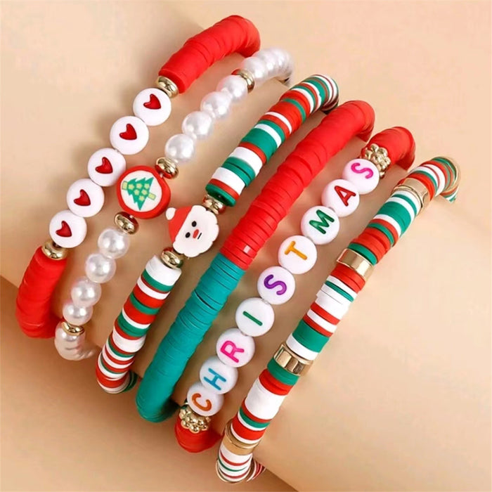 Wholesale Beaded Mixed Color Polymer Clay Bracelet Christmas Set