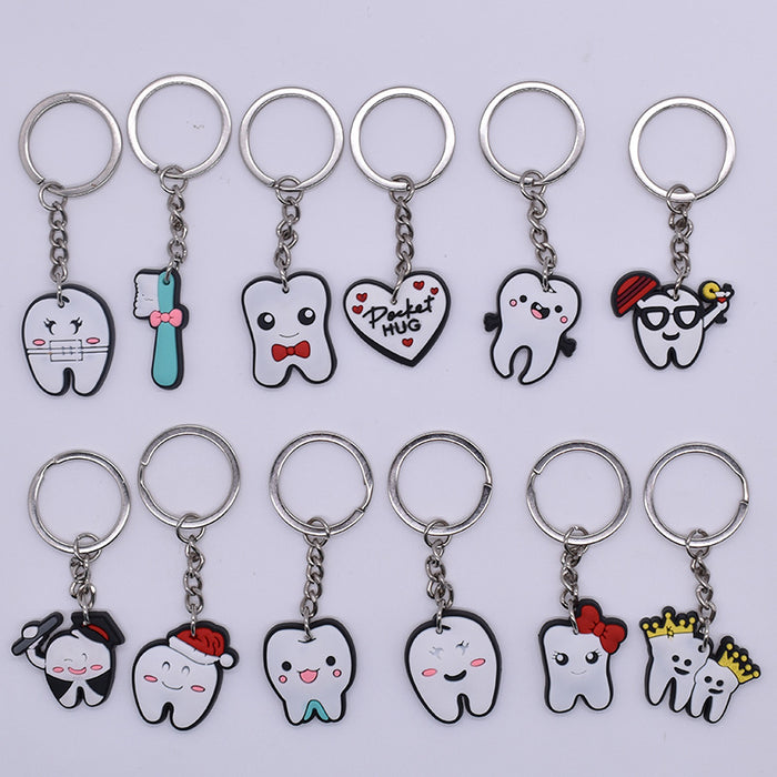 Wholesale 10 PCS  Cartoon Keychain School Bag Pendant Ring Hanging PVC Soft Glue Keychain