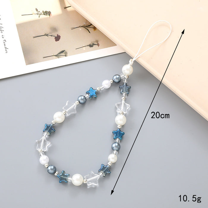 Wholesale Five-pointed Star Beaded Decoration Accessories Mobile Phone Pendant Keychain