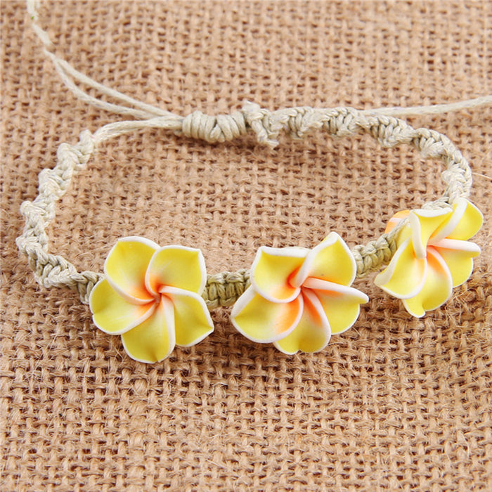 Wholesale Handmade Soft Clay Egg Flower Shell Jewelry Set Pink Beach Style Fashion Accessory