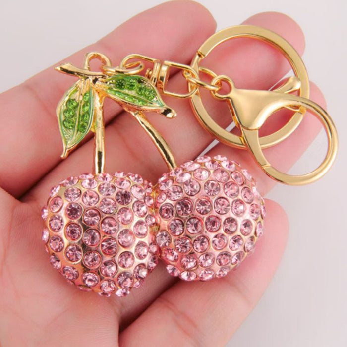 Wholesale Zinc Alloy Rhinestone Cherry Keychain – Decorative Bag Charm Car Key Accessory