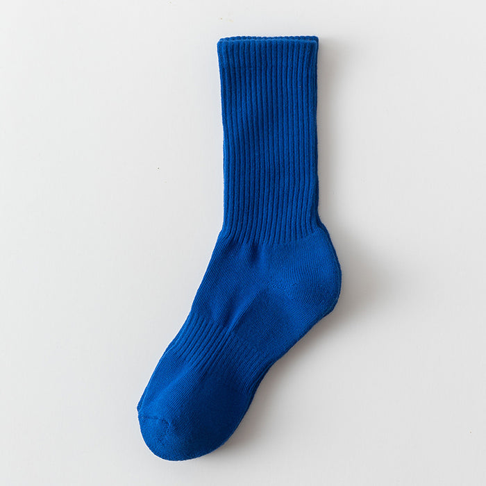 Wholesale Solid color high elastic looped socks for men and women, long socks for sports, cotton socks