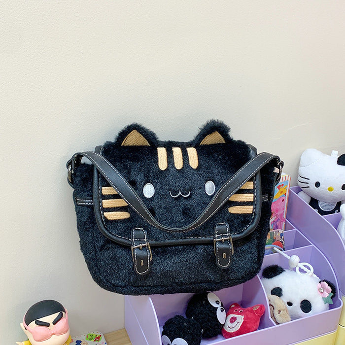 Wholesale Cute Cat Plush Small Bag Women's Popular Cartoon Doll Clutch Bag for Women