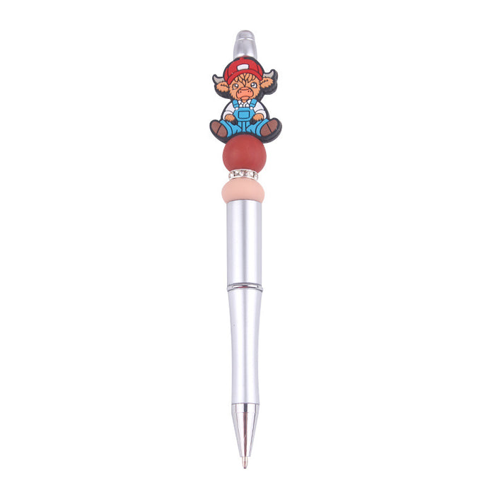 Wholesale Cartoon Cow Silicone Plastic Bead Pen JDC-PN-GuangTian006