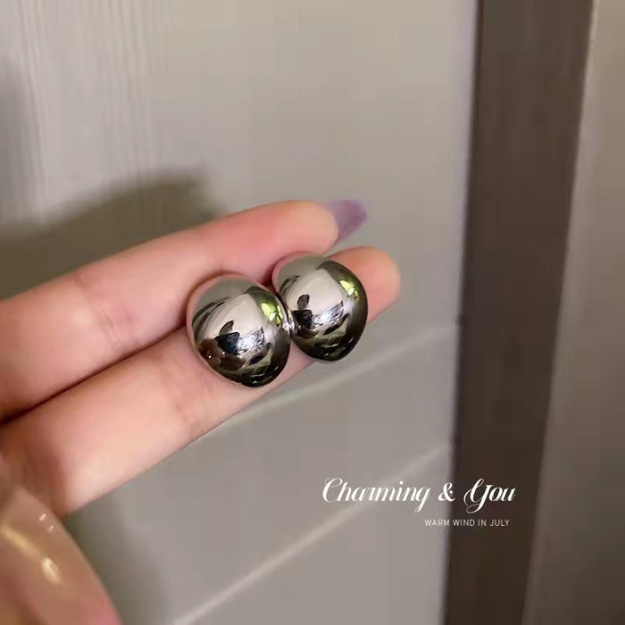 Wholesale Metal polished semi-circular brass earrings