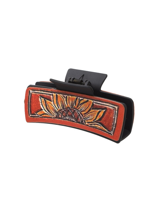 Wholesale Western Style Leather Hairpin Sunflower Shark Clip Women' s Grab Clip