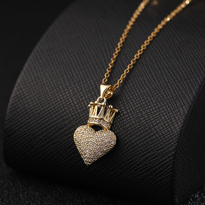 Wholesale Copper Gold Plated Love Crown Necklace JDC-NE-ShangY034