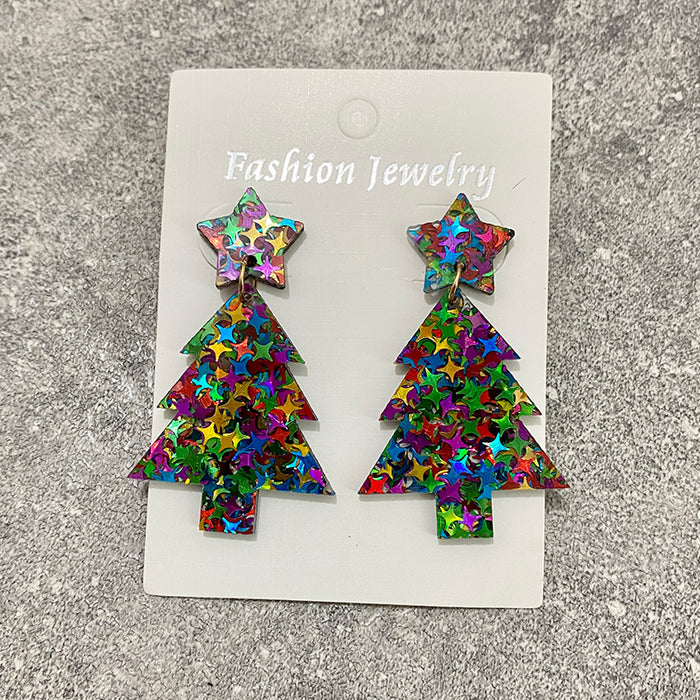 Wholesale Christmas tree earrings flash acrylic ing fashion earrings