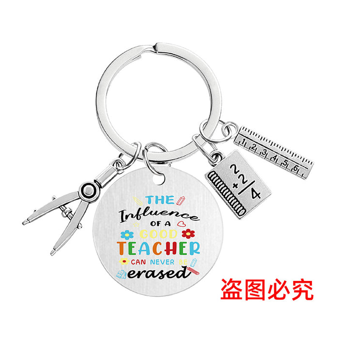 Wholesale Teacher's Day Metal Engraving Keychains JDC-KC-GangGu054