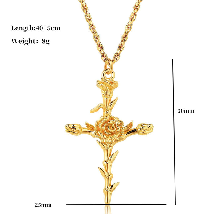 Wholesale Flower Necklace Cross Birth Flower Necklace Flower Mother's Day