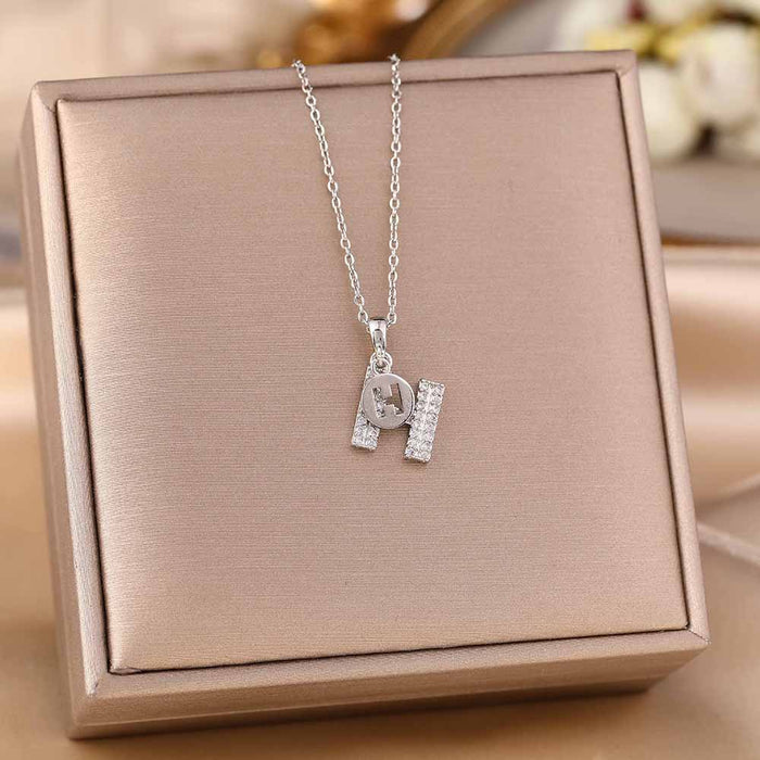 Wholesale Micro-Inlaid Zirconia Silver Titanium Steel Necklace JDC-NE-YinY001