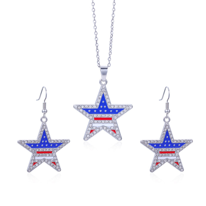 Wholesale Jewelry alloy diamond studded striped earrings necklace set