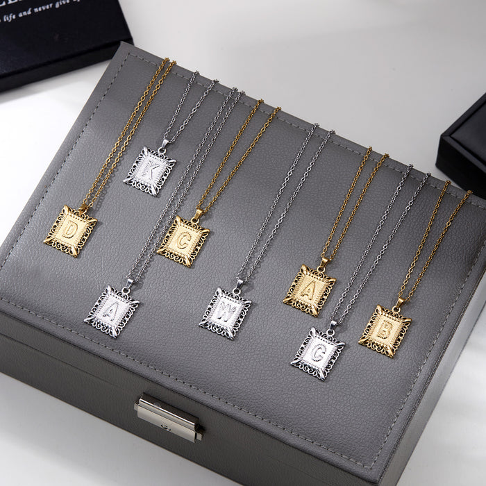 Wholesale Stainless steel necklace with letters Titanium steel colorfast hollow clavicle chain accessories