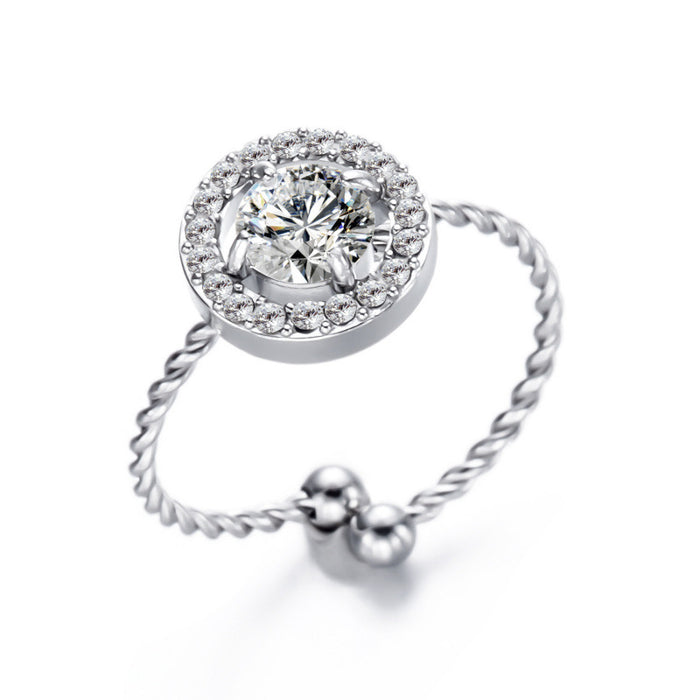 Wholesale stainless steel love diamond adjustable ring sparkling ring