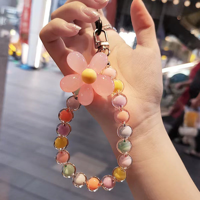 Wholesale beads mobile phone lanyard Japanese handmade beaded flower mobile phone chain