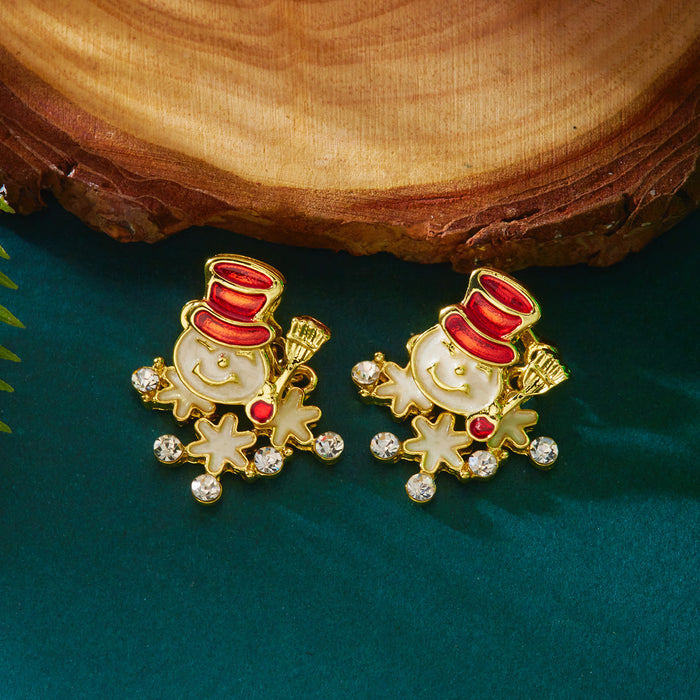 Wholesale Christmas red and green snowflake snowman earrings for women creative simple colorful bell tassel earrings