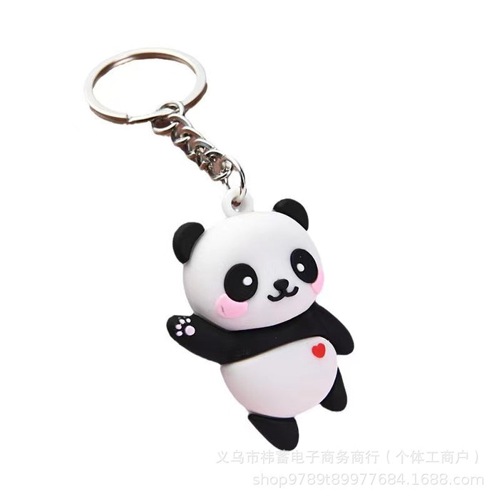 Wholesale Cute Panda Keychain Cartoon School Bag Pendant Car Key Chain Hanging