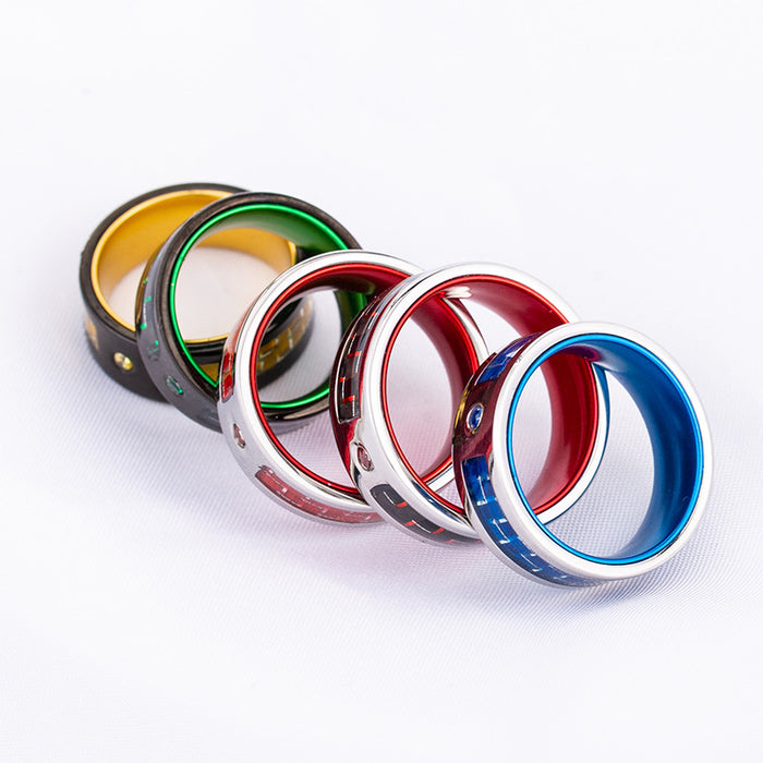 Wholesale Colorful Multi-color Titanium Steel Carbon Fiber Diamond Men's Ring JDC-RS-XYao005