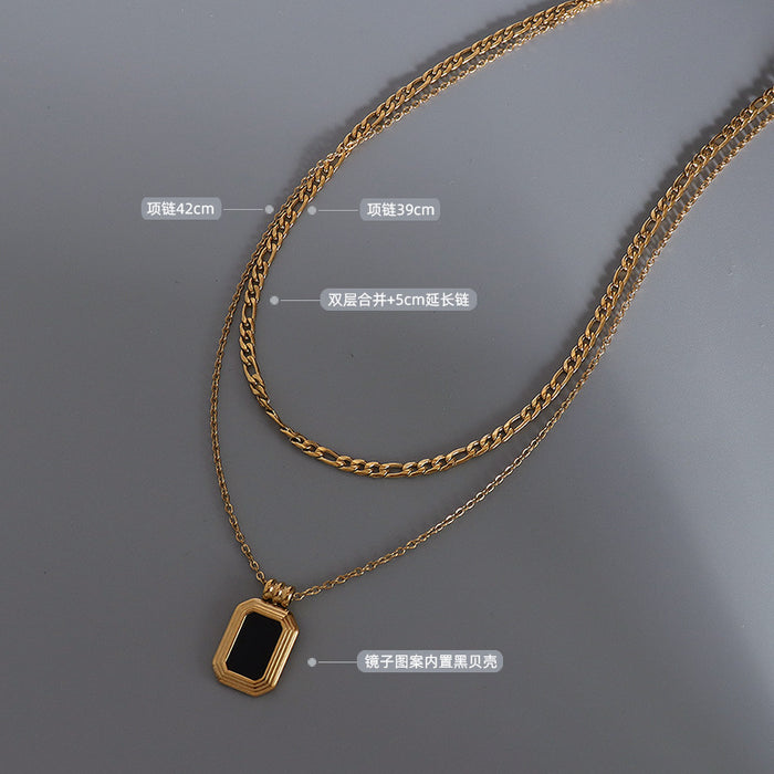 Wholesale Acrylic Double Layered Gold Plated Titanium Steel Necklace
