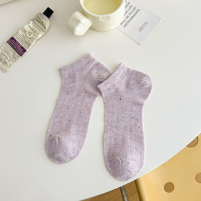 Wholesale Ultra thin mesh breathable retro dot yarn boat socks