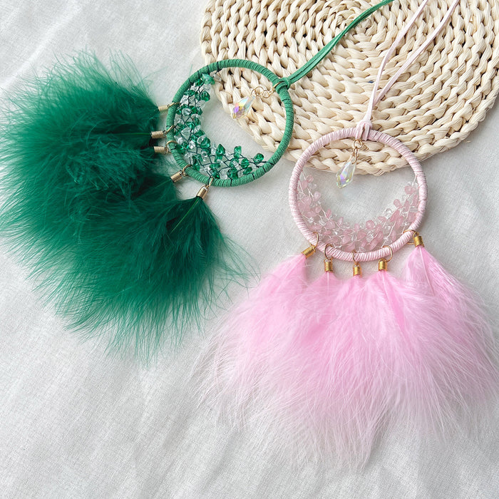 Wholesale Feather Crystal Dreamcatcher Car Hanging Ornament MOQ≥2