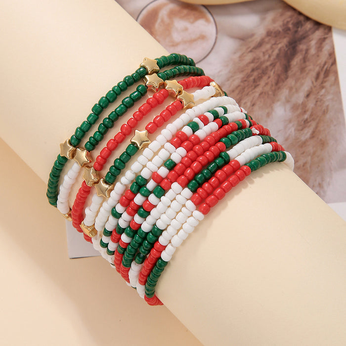 Wholesale American Independence Day Glass Rice Bead Multi-layer Bracelet Set JDC-BT-ShiY007