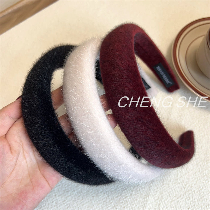 Wholesale Plush Sponge Hair Hoop New Style Temperament Pressed Hair Stamp