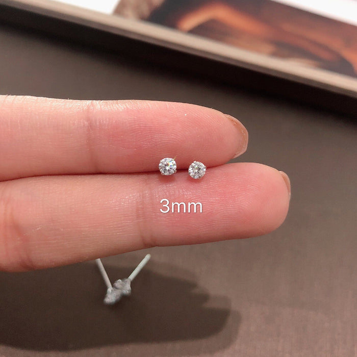 Wholesale  white rhinestone 925 silver needle diamond stud earrings men and women zircon ear bone stud