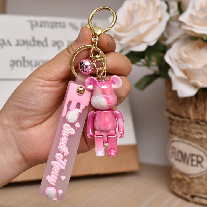 Wholesale Acrylic Colorful Bear Keychain Pendant Cartoon Couple Doll Backpack Car Keychain Small Gift