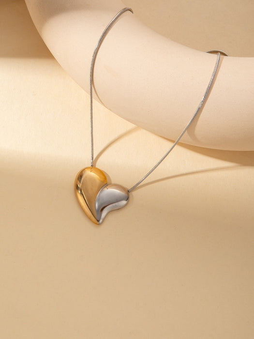 Wholesale Stainless Steel Clavicle Chain Necklace — Asymmetrical Design featuring a Bowknot  Rhinestone Accents  and Heart Pendant
